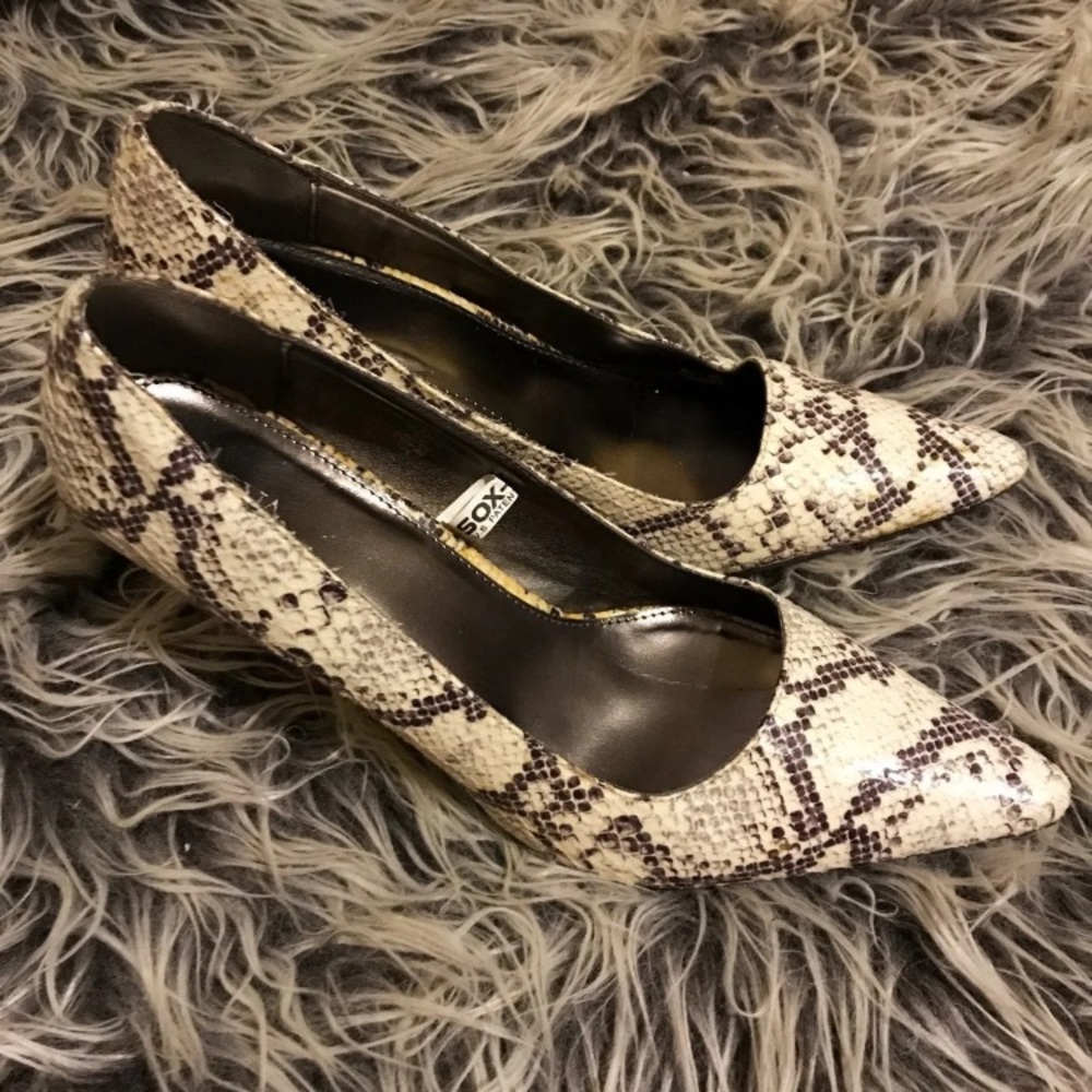 Faux snake skin heels